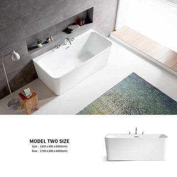 CUPC Back to Wall Freestanding Acrylic Bath Tub Standard Size Square Bathroom Indoor Bathtubs